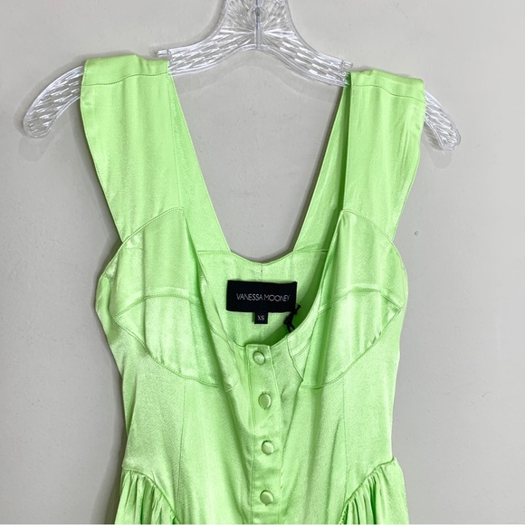 NEW Vanessa Mooney The Elisabeth Romper Dress (Sz XS) Candy Apple Green Satin - Picture 4 of 11